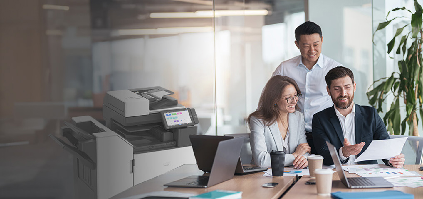 A group of people in an office
