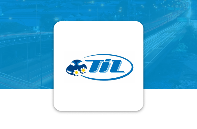 A blue-toned image shows a curved, illuminated highway at night. On the right, a white rectangle features a blue logo with a stylized figure, conveying motion.